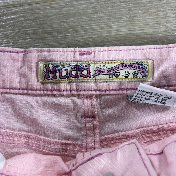 Mudd Size 13 Pink Cargo Shorts Cuffed Stretch Ripstop Midrise Y2K 90s - Picture 6 of 12